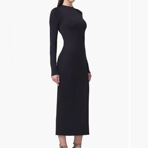 AFRM Black Ribbed Long Sleeve Mock Neck Dress